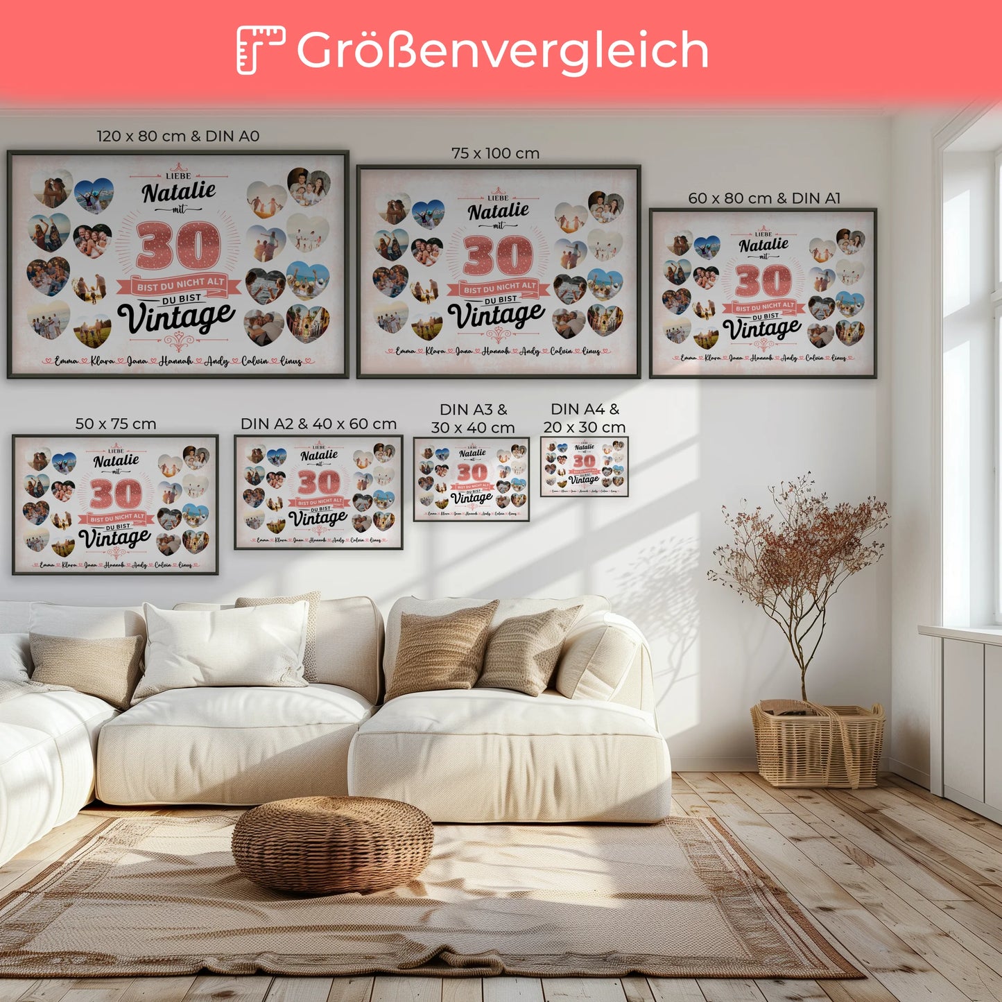 Geschenkposter personalisiert 30 Geburstag Du bist Vintage mit Name