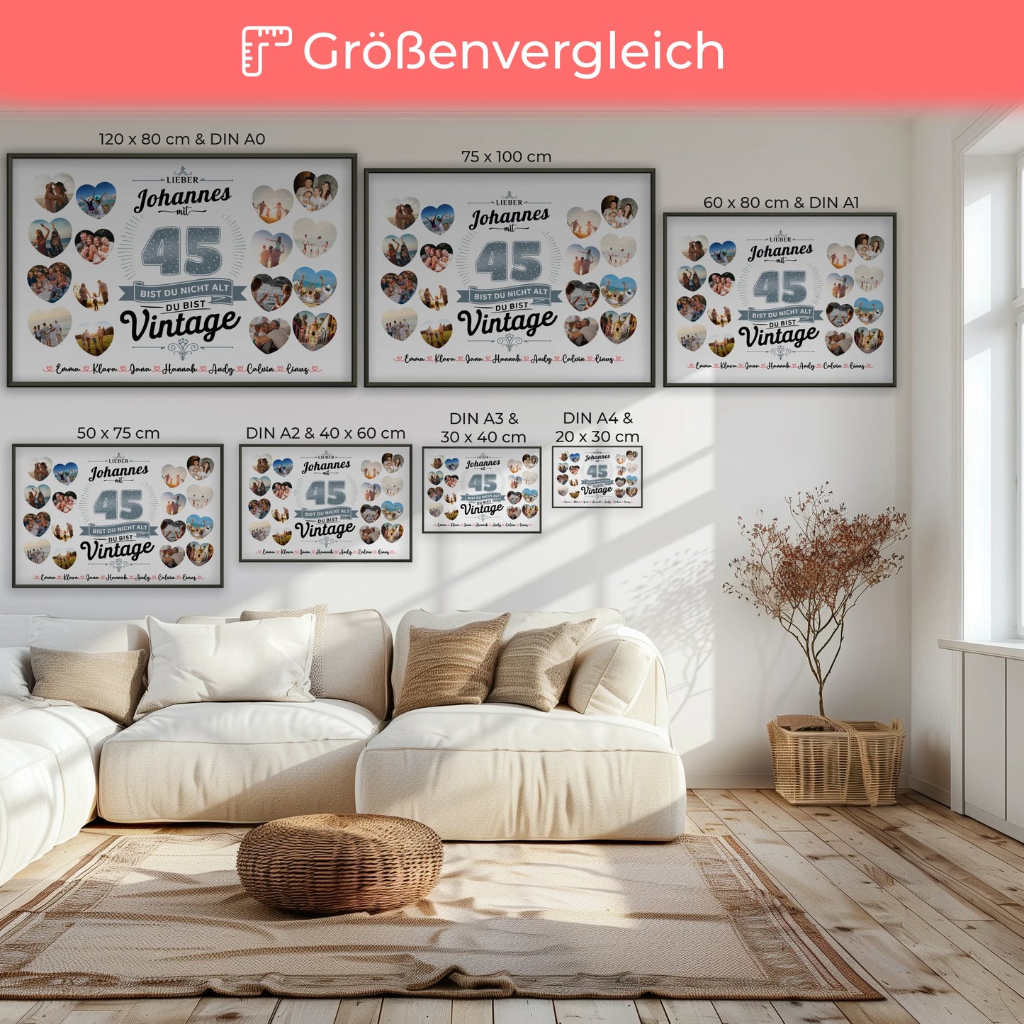 Geschenkposter individuell 45 Geburstag Nicht alt sondern Vintage mit Name