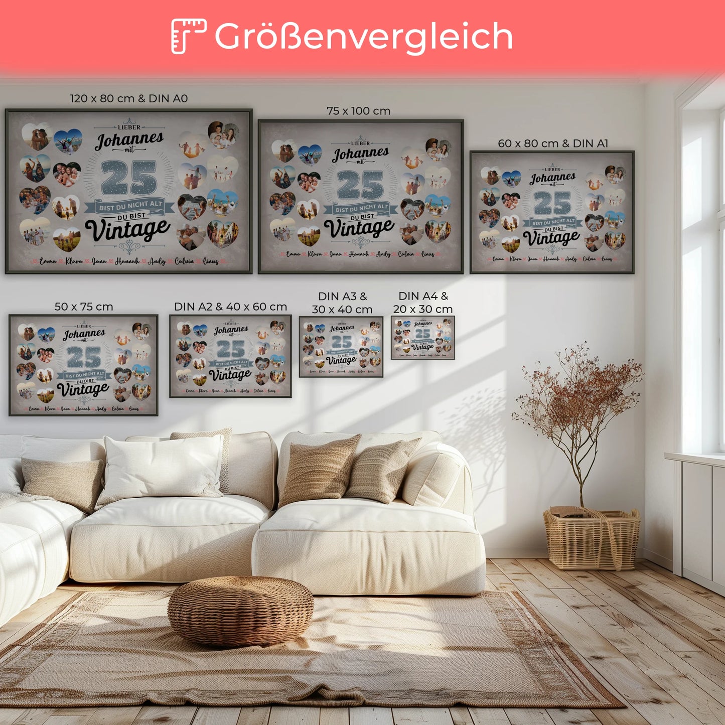 Individuelles Poster 25 Geburstag Nicht alt sondern Vintage mit Name