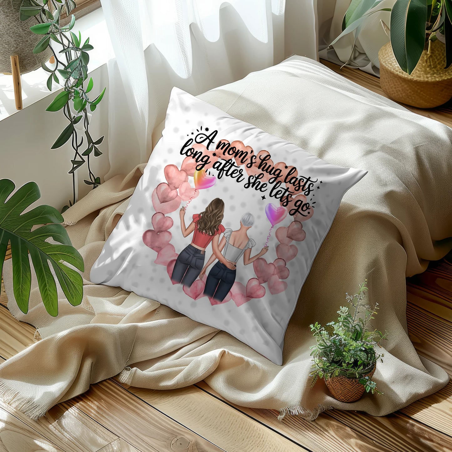 Kissen Mit Namen Mama A moms hug mit 2 Clipart Frauen, Namen & Wunschtext personalisierbar