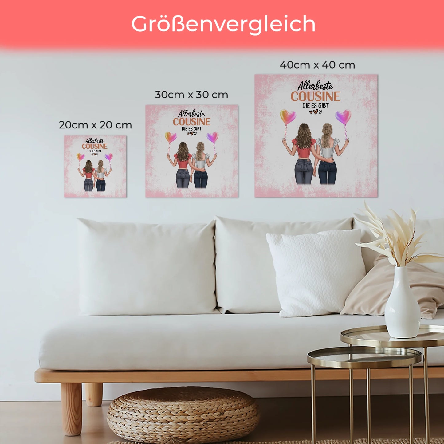 Magnetposter Fotoboard Allerbeste Cousine 2 Clipart Frauen, Namen & Wunschtext