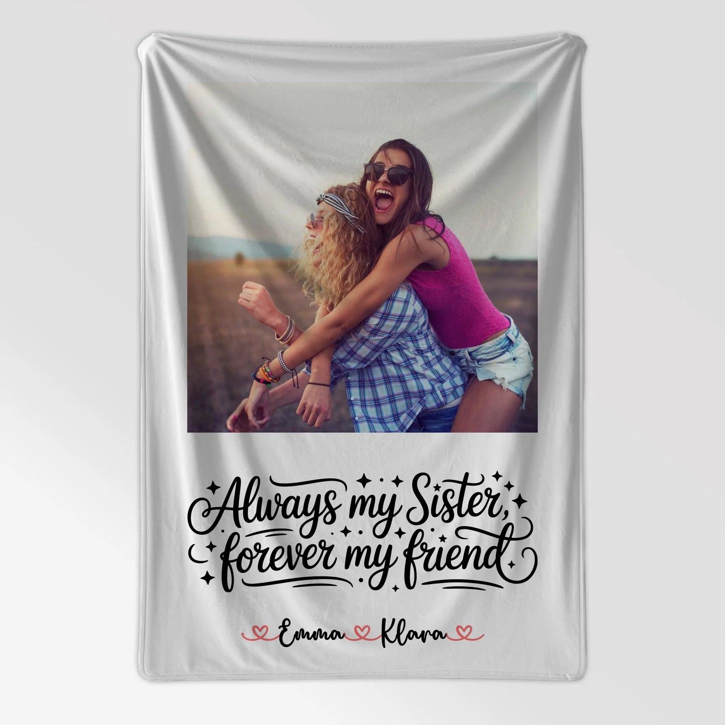 Personalisierte Decke Schwester mit Foto, Namen & eigener Spruch