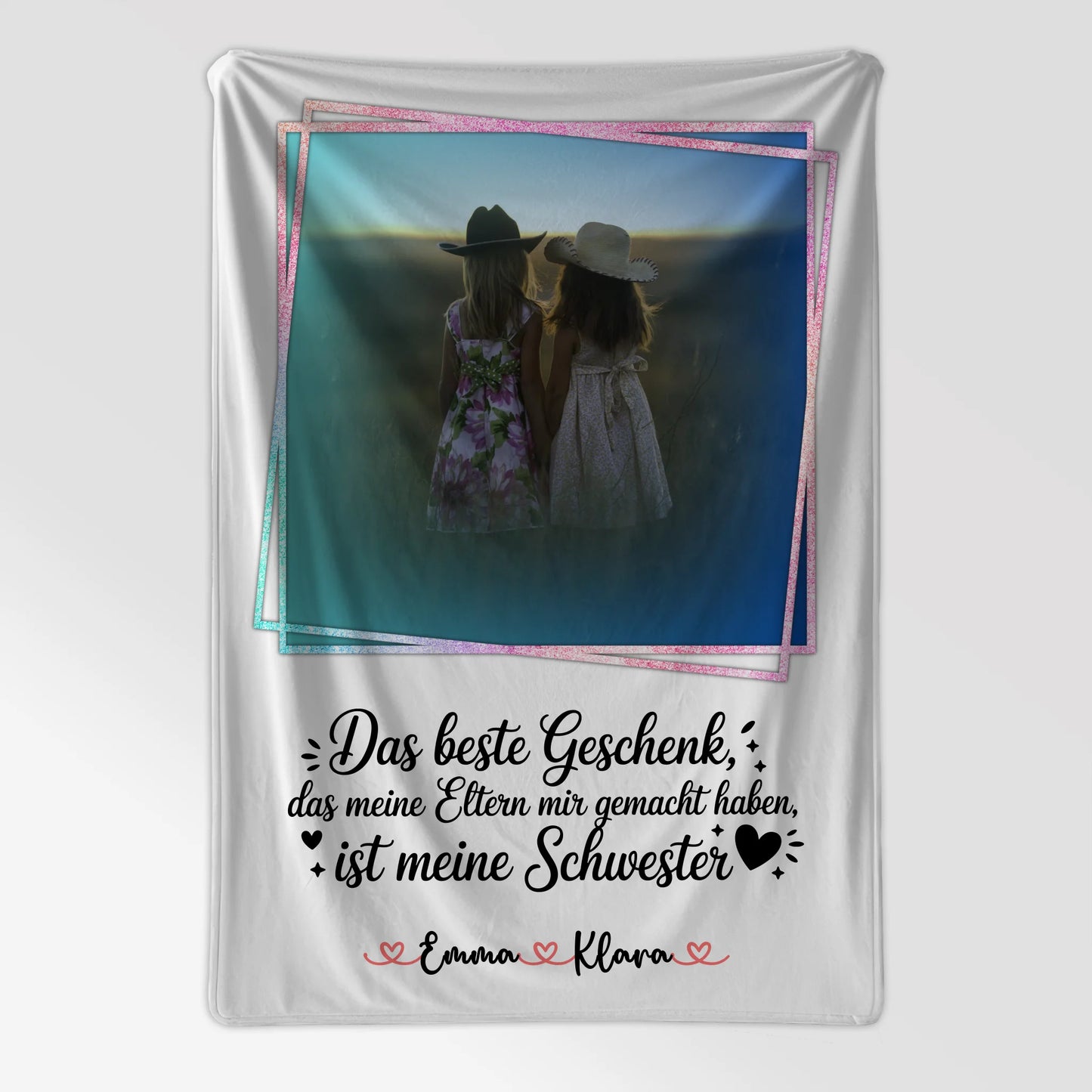Personalisierte Decke Schwester mit Foto, Namen & Wunschtext
