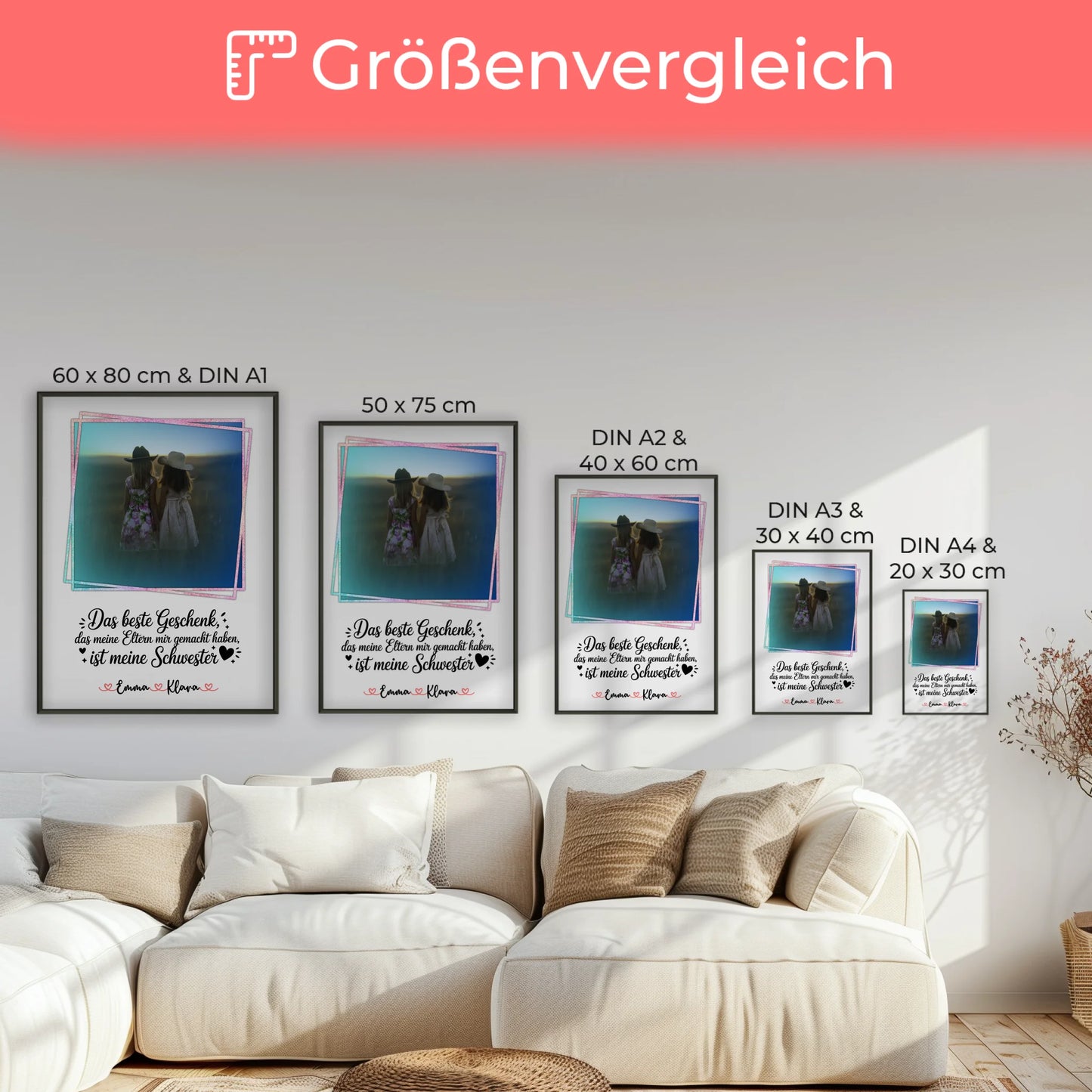 Schwester Poster mit Foto, Namen & eigenem Spruch - Das beste Geschenk