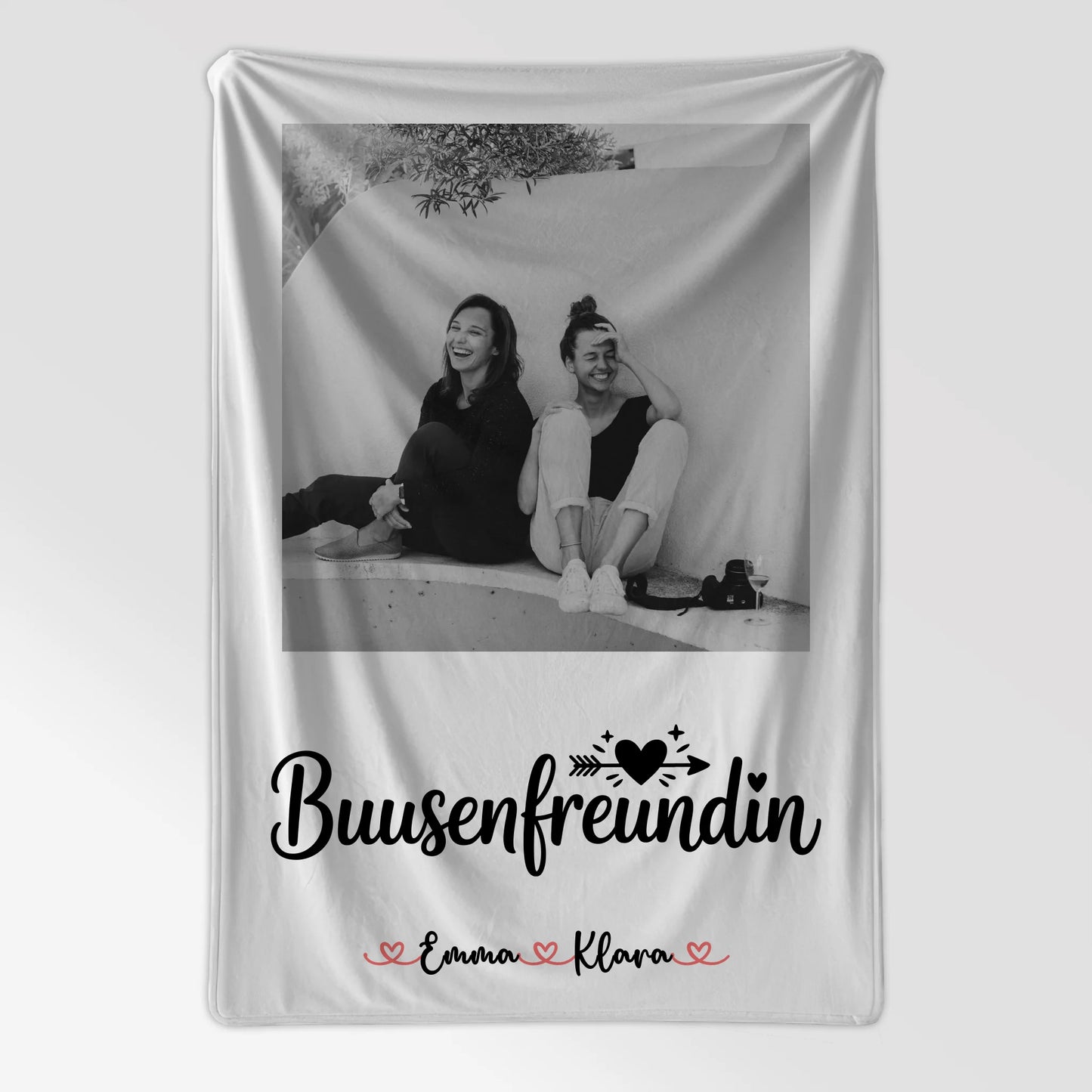 Decke mit Foto beste Freundin Mit Foto & Namen Black & White