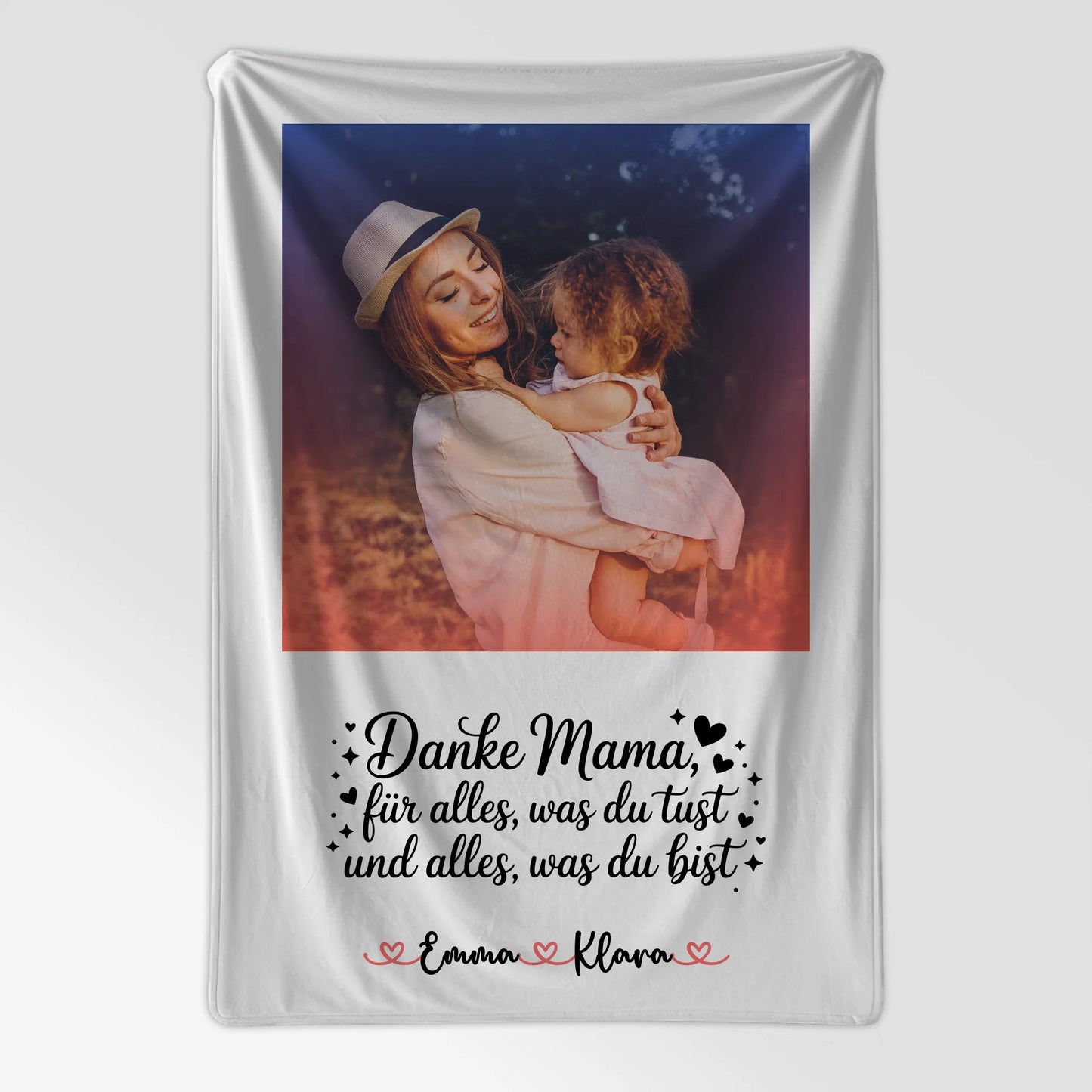 Personalisierte Decke Mama Mit Foto & Namen - Danke Mama für alles, mit Wunschtext