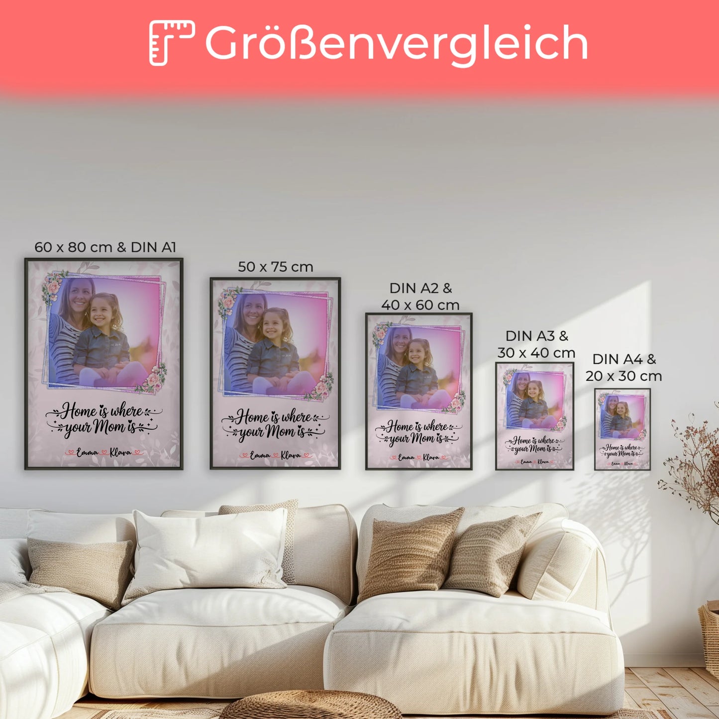 Poster Für Mama personalisiert mit 1 Foto, Namen & Wunschtext