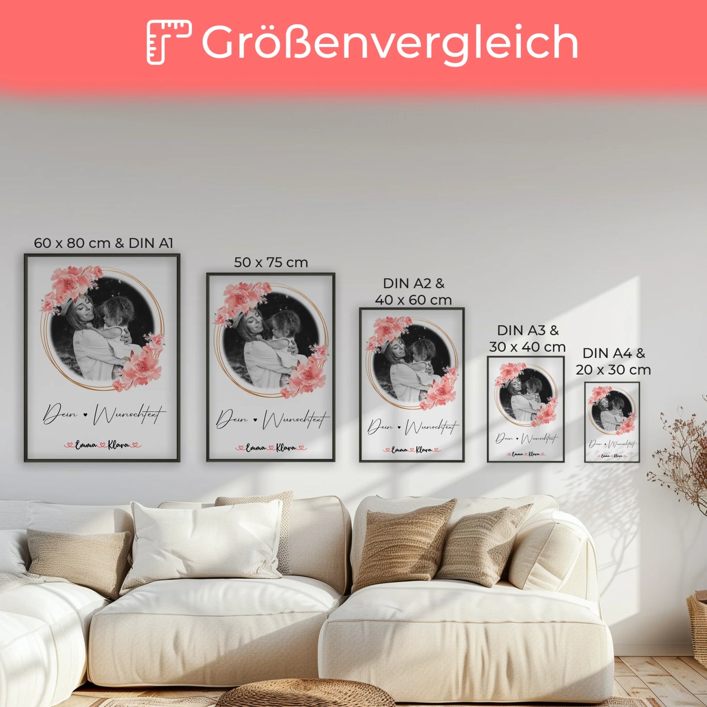 Mama Plakat Poster Personalisiert 1 Foto mit Namen & Wunschtext Black & White
