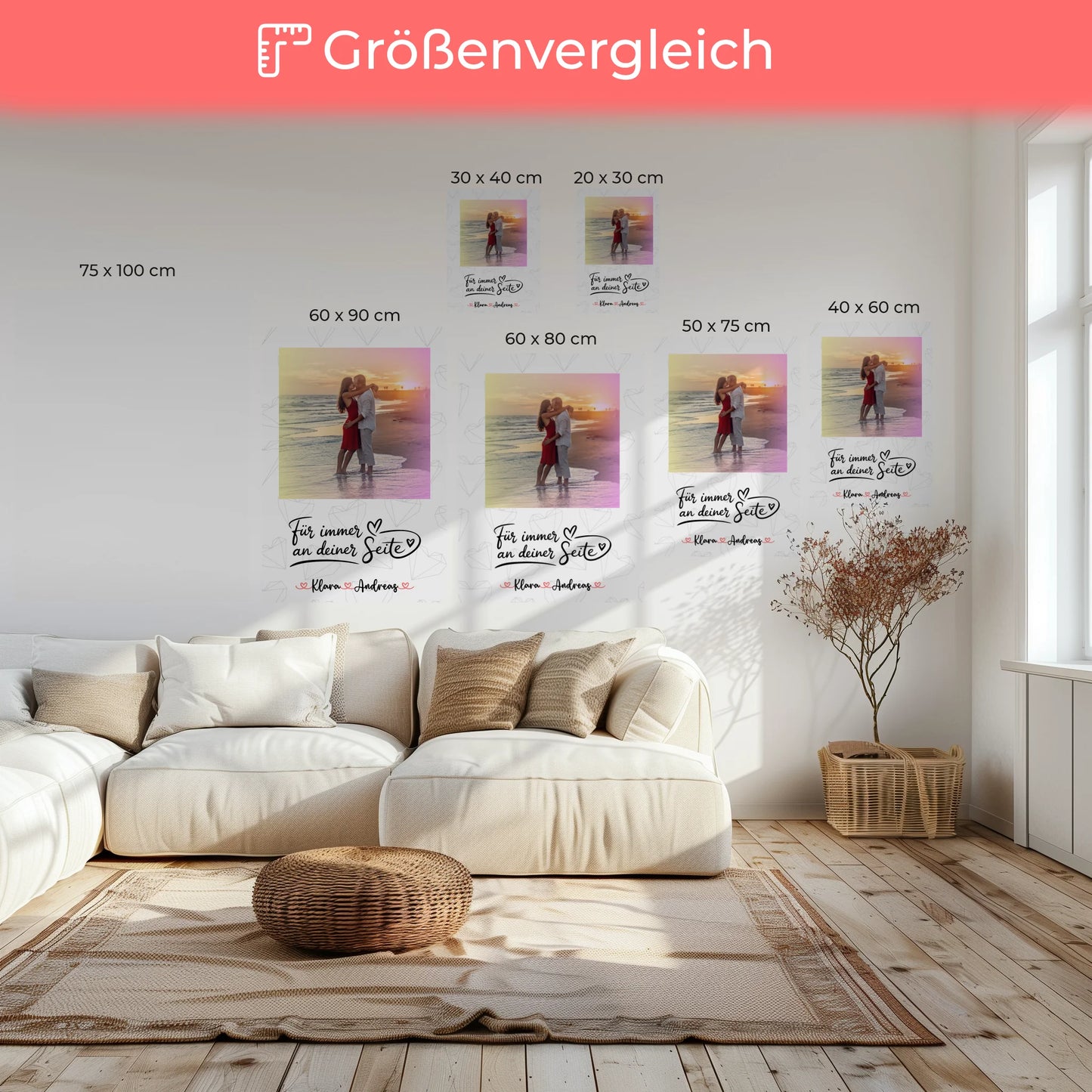 Pärchen Leinwand An Deiner Seite-personalisiert mit Foto, Hintergrund, Namen & Wunschtext