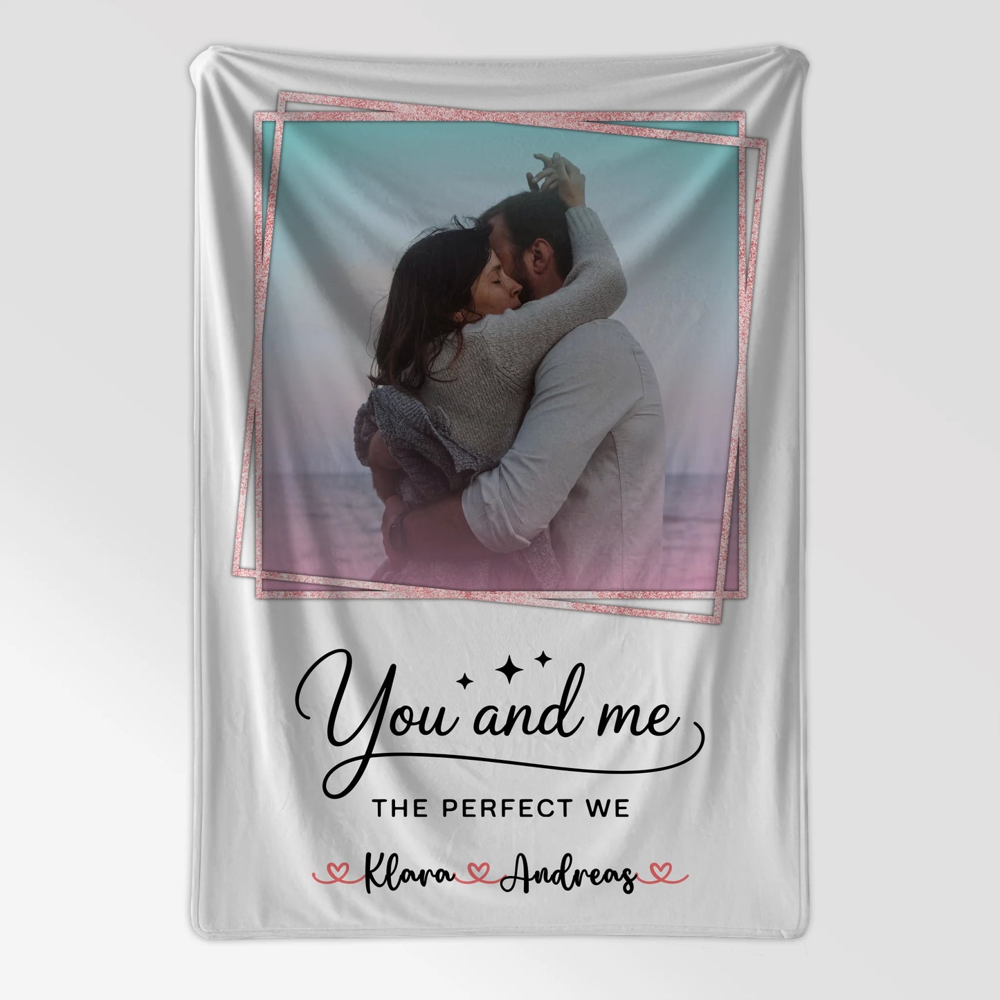 Kuscheldecke Mit Namen mit 1 Foto, Namen & Wunschtext für Paare You and me