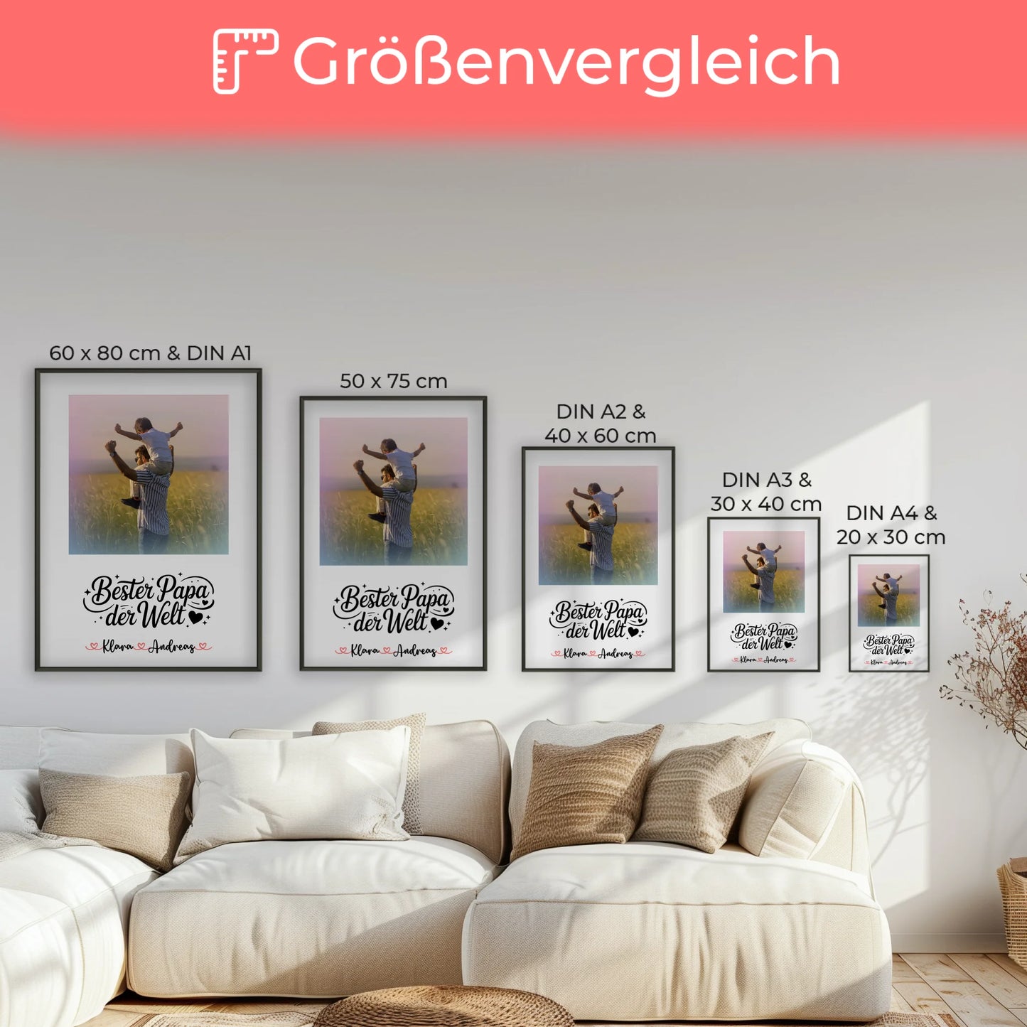 Poster Papa personalisiert mit Foto, Namen & Wunschtext - Bester Papa der Welt