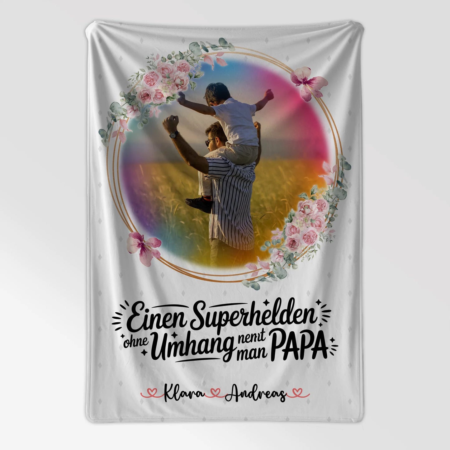 Personalisierte Decke Mann Mit Foto & Namen - Bruder ist mein Held Papa Wunschtext