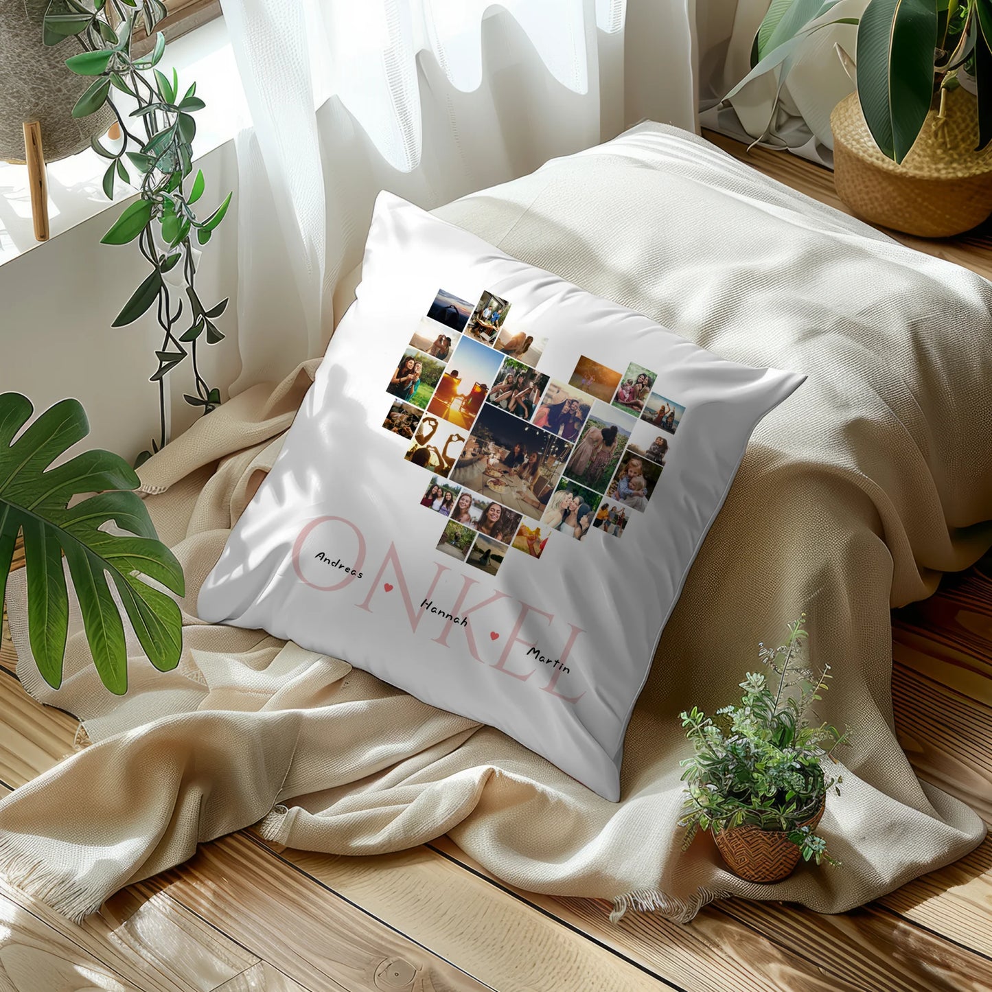 Fotocollage Kissen für besten Onkel Personalisiert