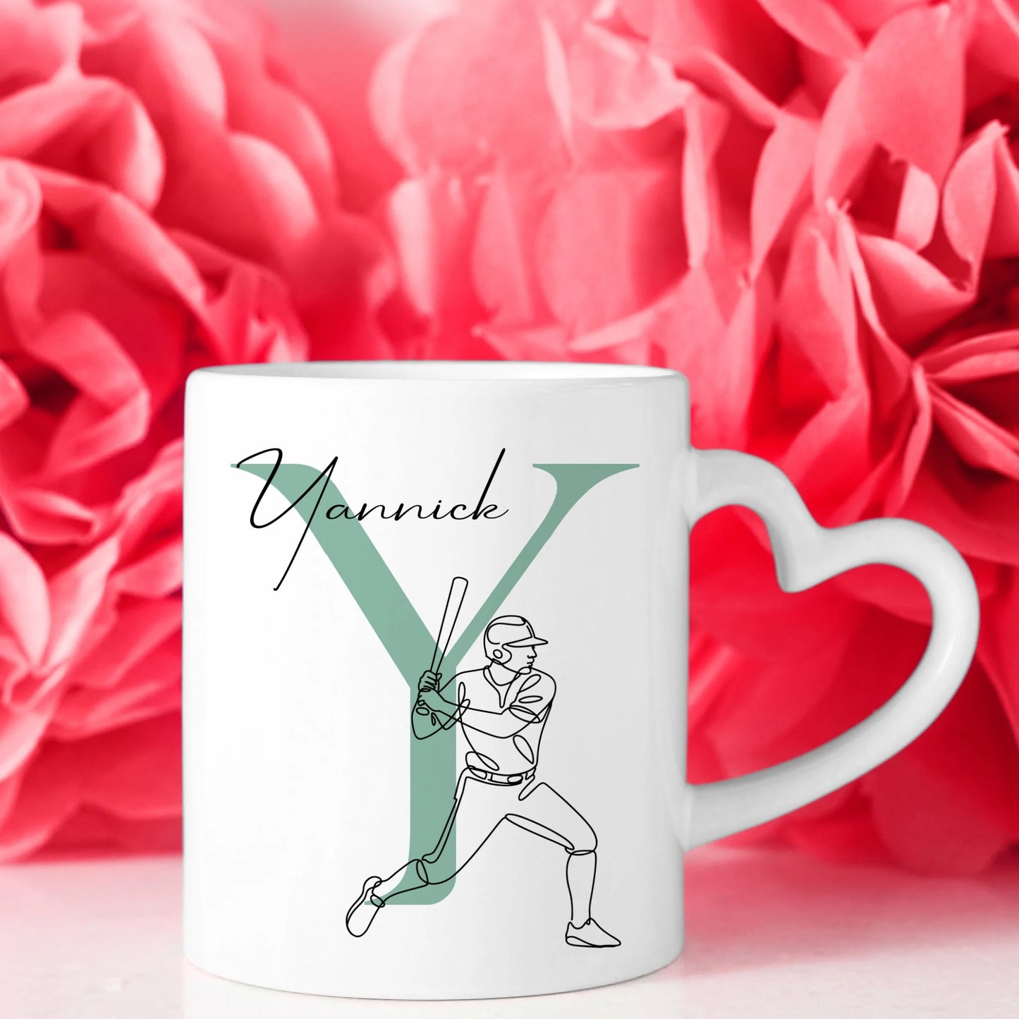 Personalisierte Tasse Mit Name Und Lineart Softball Softballspieler