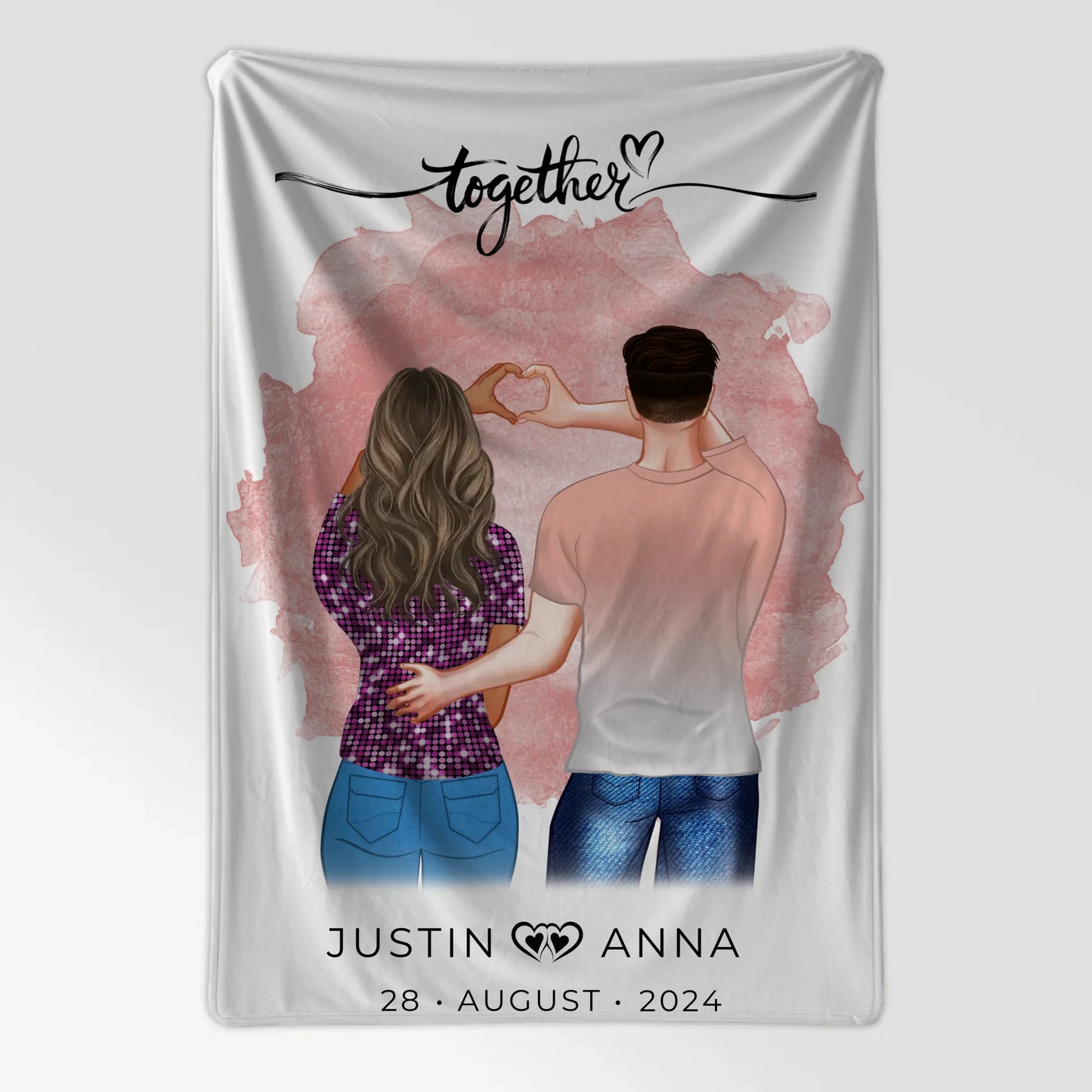 Personalisierte Decke Paare Figuren Together mit Namen Verliebte