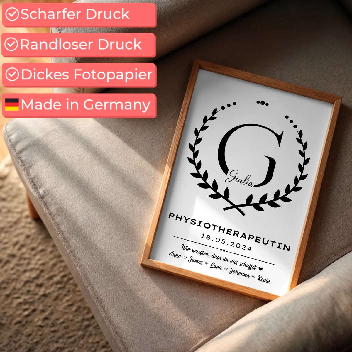 Geschenk Zum Abschluss Ausbildung Physiotherapeutin Poster personalisiert