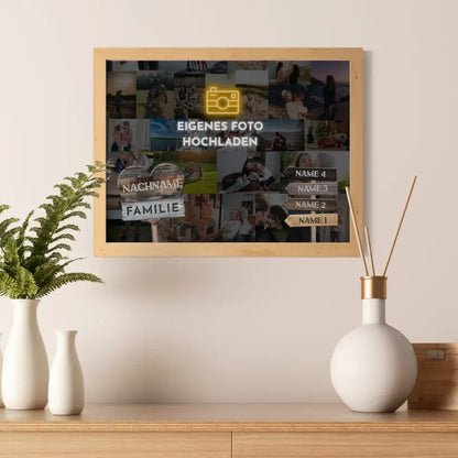 Familienposter personalisiert Wegweiser Eigenes Foto mit 9 Namen