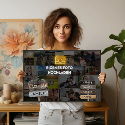 Familienposter personalisiert Wegweiser Eigenes Foto mit 9 Namen