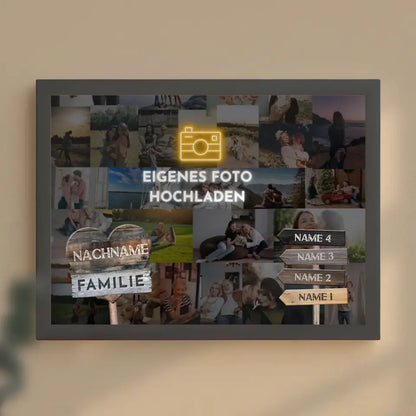 Familienposter personalisiert Wegweiser Eigenes Foto mit 9 Namen