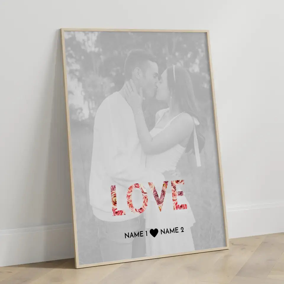 Personalisiertes Fotoposter LOVE Mit Datum Foto Namen