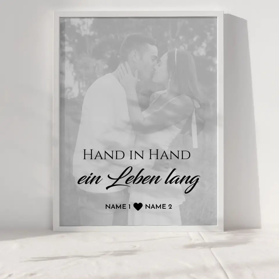 Personalisiertes Fotoposter Ein Leben lang White Wash Mit Datum Foto Namen