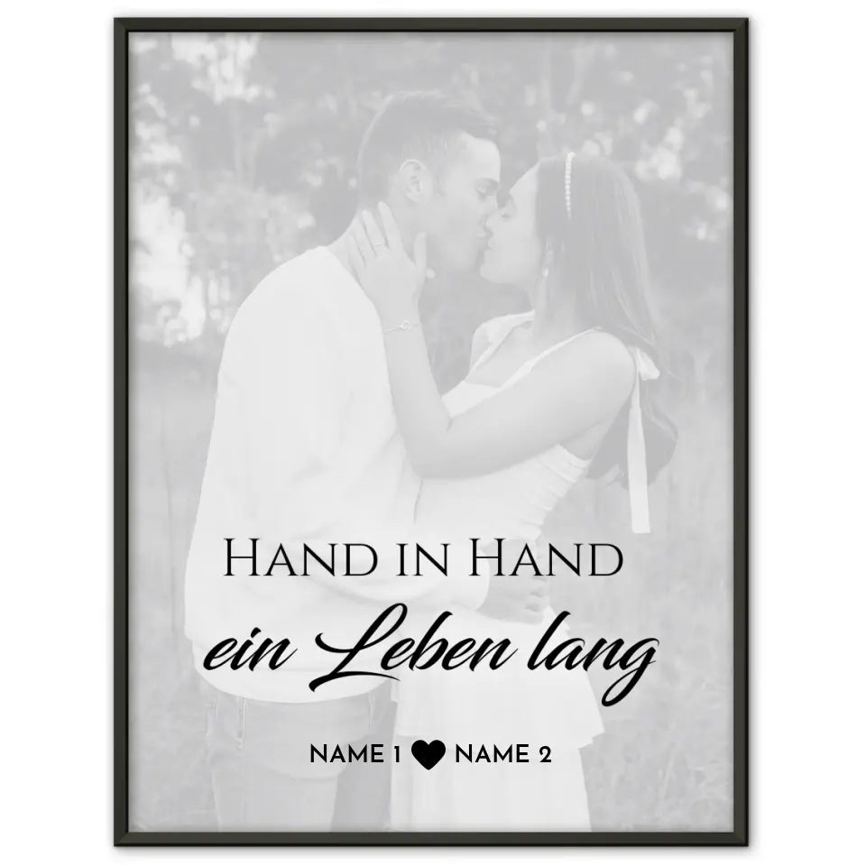 Personalisiertes Fotoposter Ein Leben lang White Wash Mit Datum Foto Namen