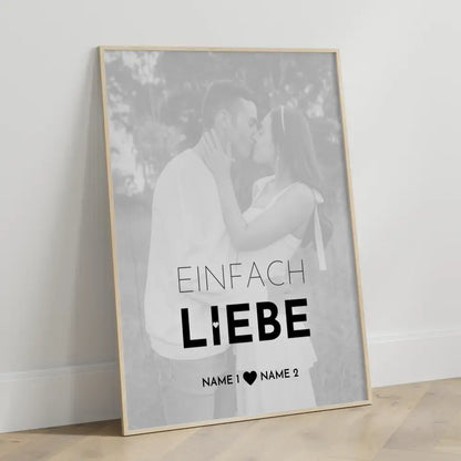 Personalisiertes Fotoposter Einfach Liebe White Wash Mit Datum Foto Namen