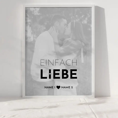 Personalisiertes Fotoposter Einfach Liebe White Wash Mit Datum Foto Namen