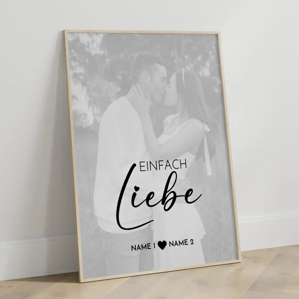 Personalisiertes Fotoposter Liebe White Wash Mit Datum Foto Namen