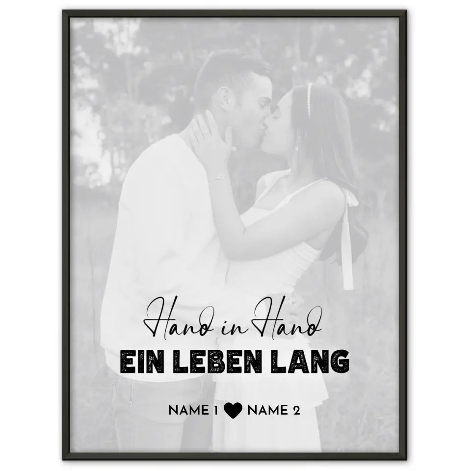 Personalisiertes Fotoposter Hand in Hand Collage Mit Datum Foto Namen
