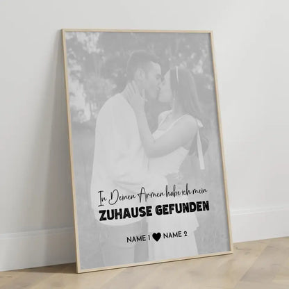 Personalisiertes Fotoposter Zuhause White Wash Mit Datum Foto Namen