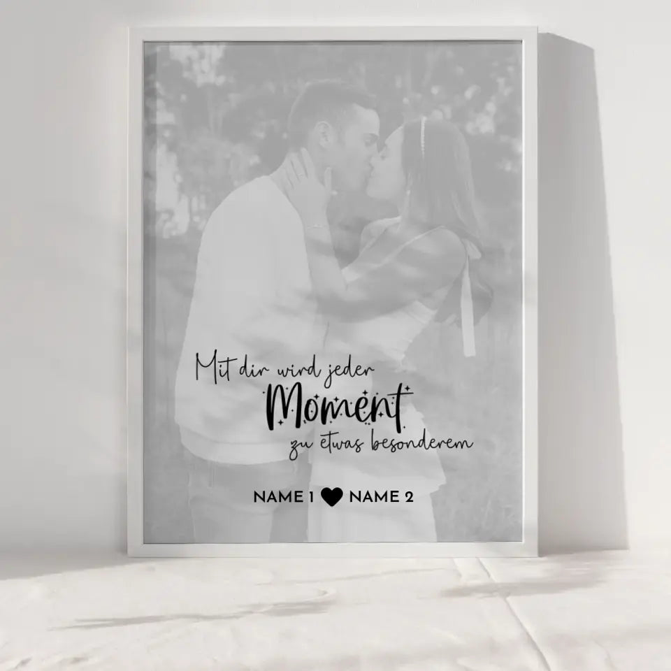 Personalisiertes Fotoposter Jeder Moment White Mit Datum Foto Namen