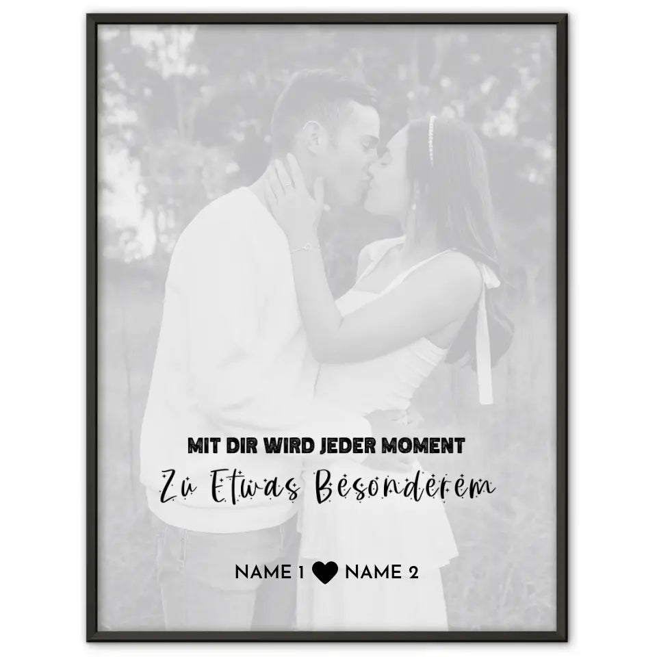 Personalisiertes Fotoposter Moment White Mit Datum Foto Namen