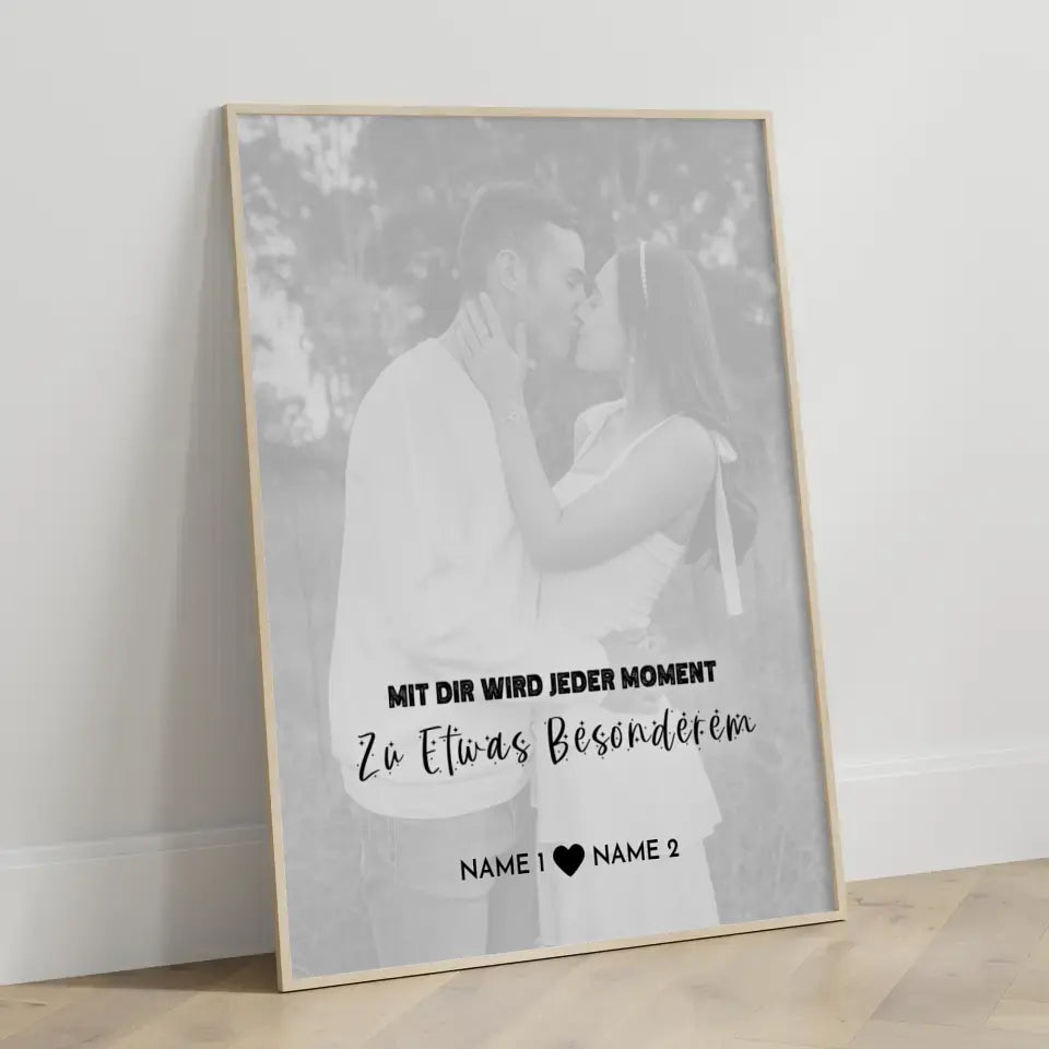 Personalisiertes Fotoposter Moment White Mit Datum Foto Namen