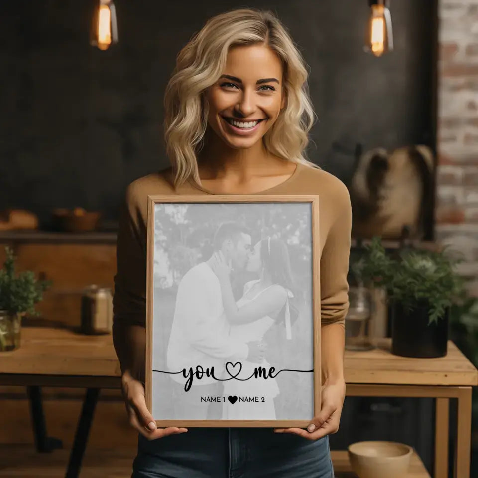 Personalisiertes Fotoposter You & Me Mit Datum Foto Namen