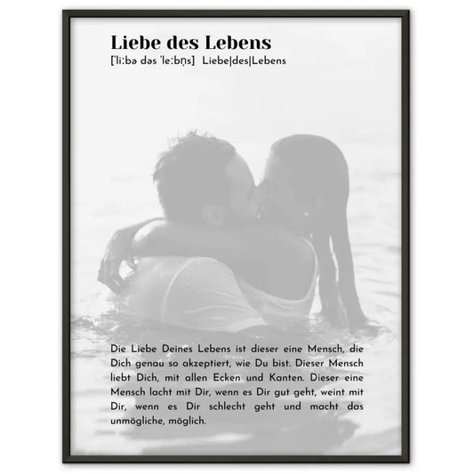 Personalisiertes Fotoposter Definition Liebes des Lebens Mit Foto