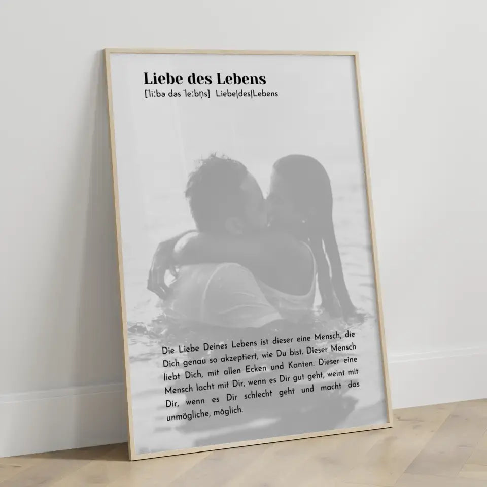 Personalisiertes Fotoposter Definition Liebes des Lebens Mit Foto