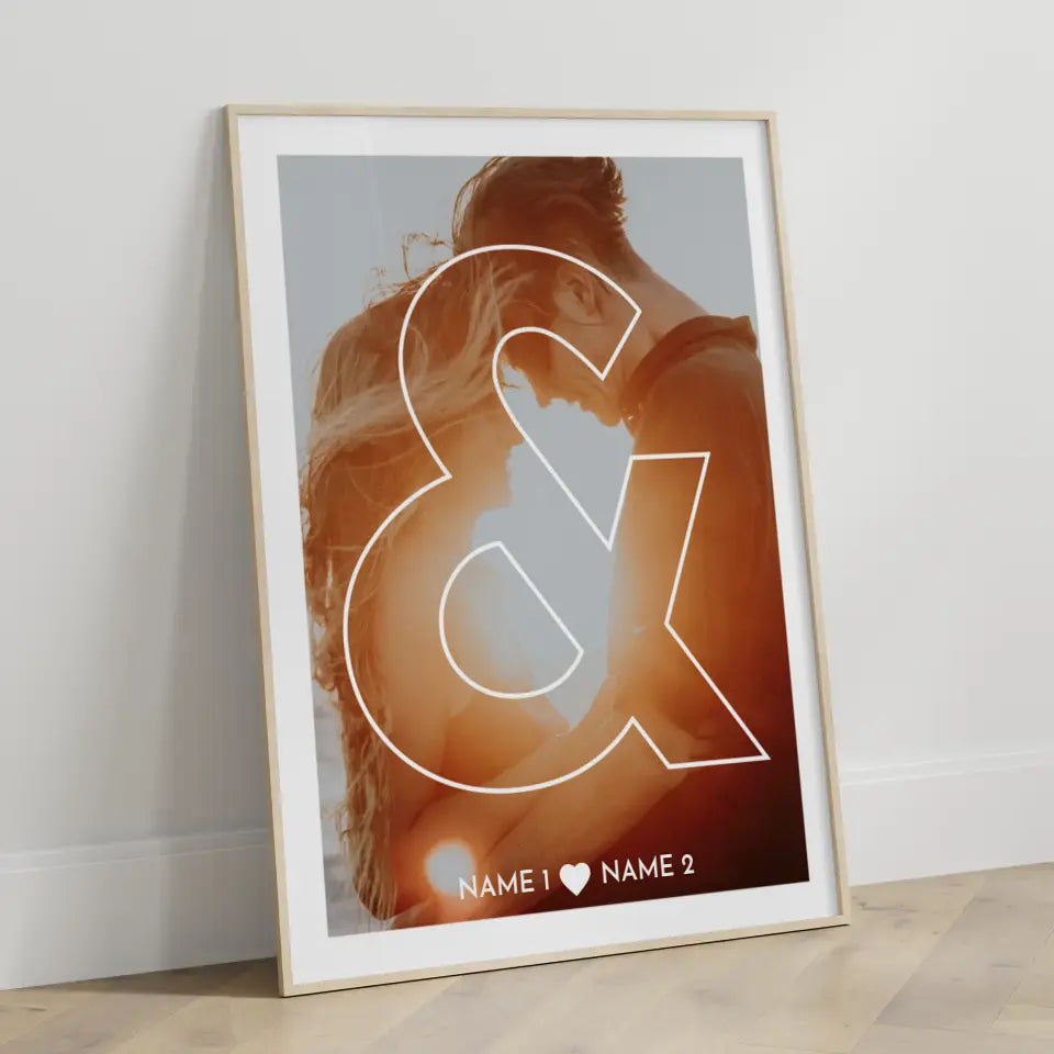 Personalisiertes Poster Liebe Für Paare UND Symbol Mit Foto & Namen
