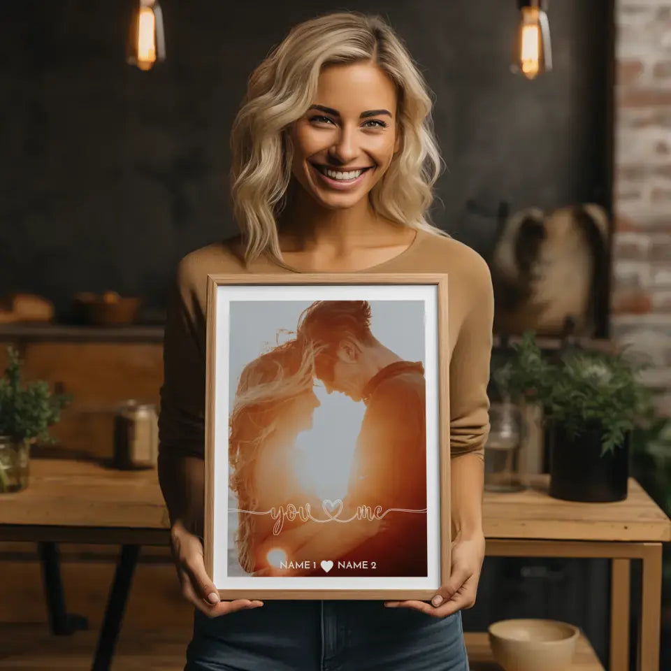 Personalisiertes Poster Liebe You & Me Herz Foto Mit Foto & Namen