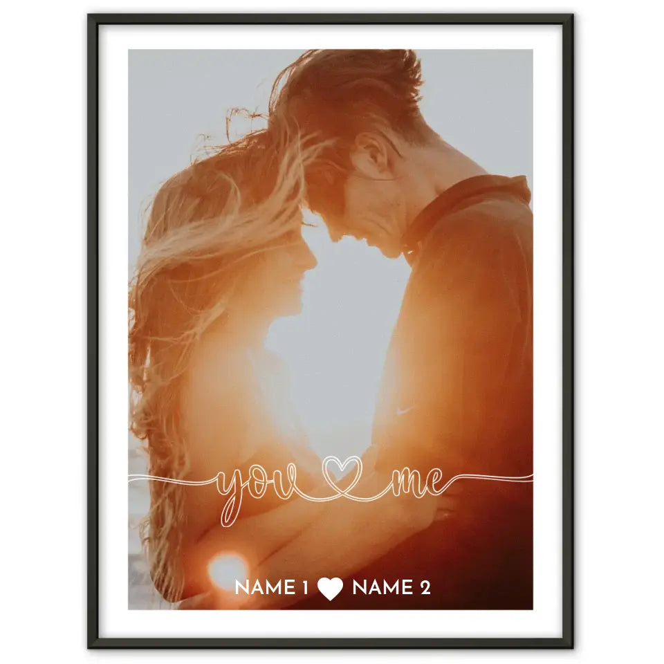 Personalisiertes Poster Liebe You & Me Herz Foto Mit Foto & Namen