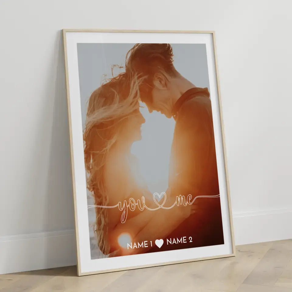 Personalisiertes Poster Liebe You & Me Herz Foto Mit Foto & Namen