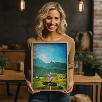 Personalisiertes Poster Liebe Wegweiser mit Herz Alpen Mit Namen