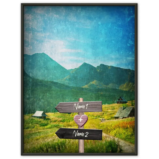 Personalisiertes Poster Liebe Wegweiser mit Herz Alpen Mit Namen