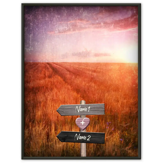 Personalisiertes Poster Liebe Wegweiser mit Herz Weide Mit Namen