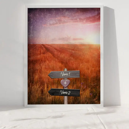 Personalisiertes Poster Liebe Wegweiser mit Herz Weide Mit Namen