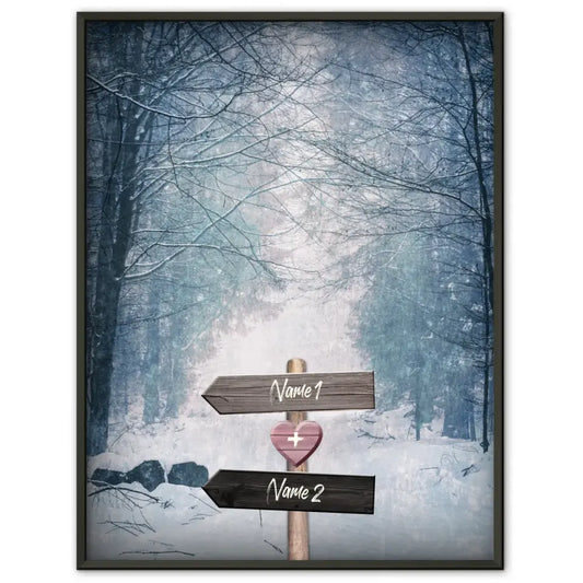 Personalisiertes Poster Liebe Wegweiser mit Herz Winter Mit Namen