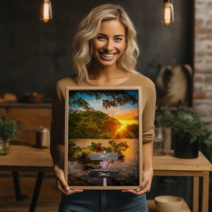 Personalisiertes Poster Liebe Wegweiser mit Herz Paradies Mit Namen