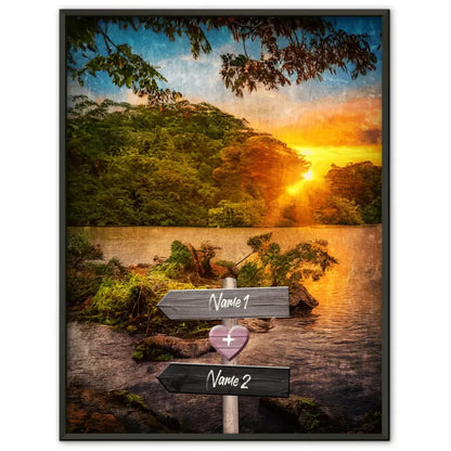 Personalisiertes Poster Liebe Wegweiser mit Herz Paradies Mit Namen