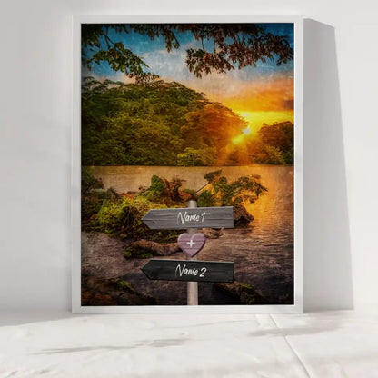 Personalisiertes Poster Liebe Wegweiser mit Herz Paradies Mit Namen