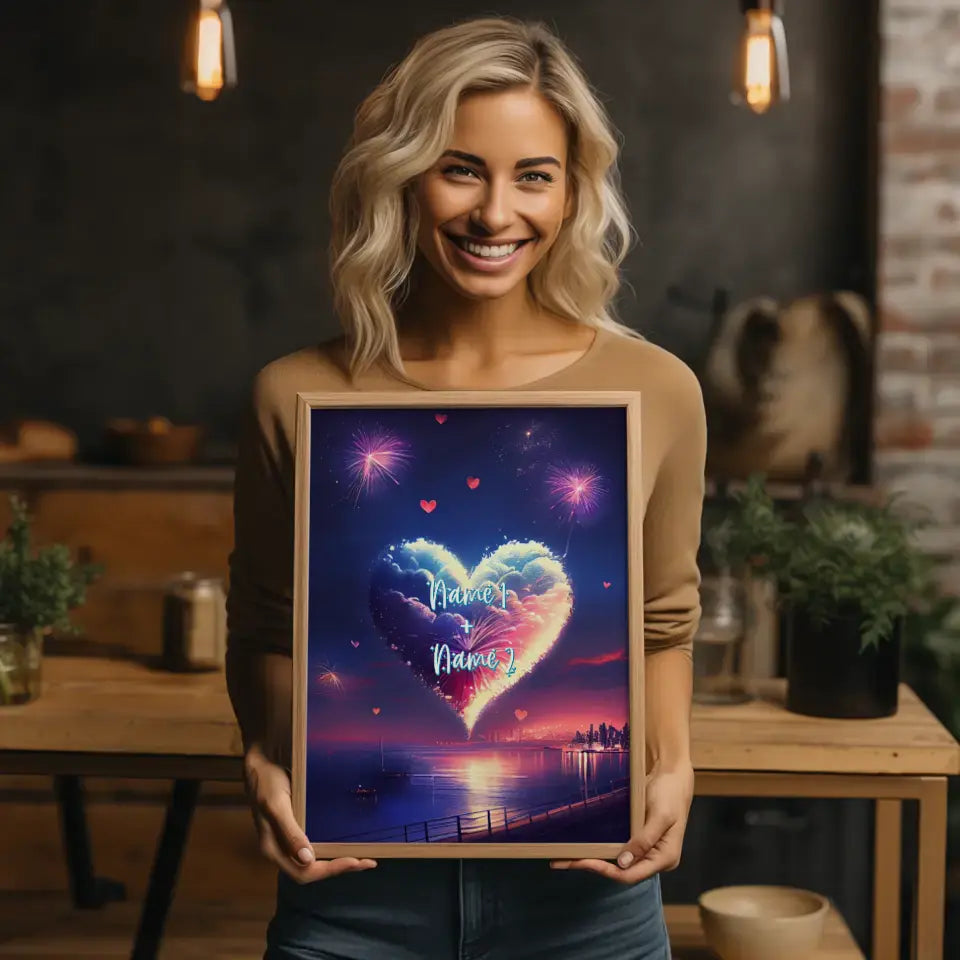 Personalisiertes Poster Liebe Liebes Feuerwerk Mit Namen